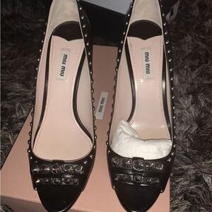 Miu Miu Black Studded Women's Shoes size 10
